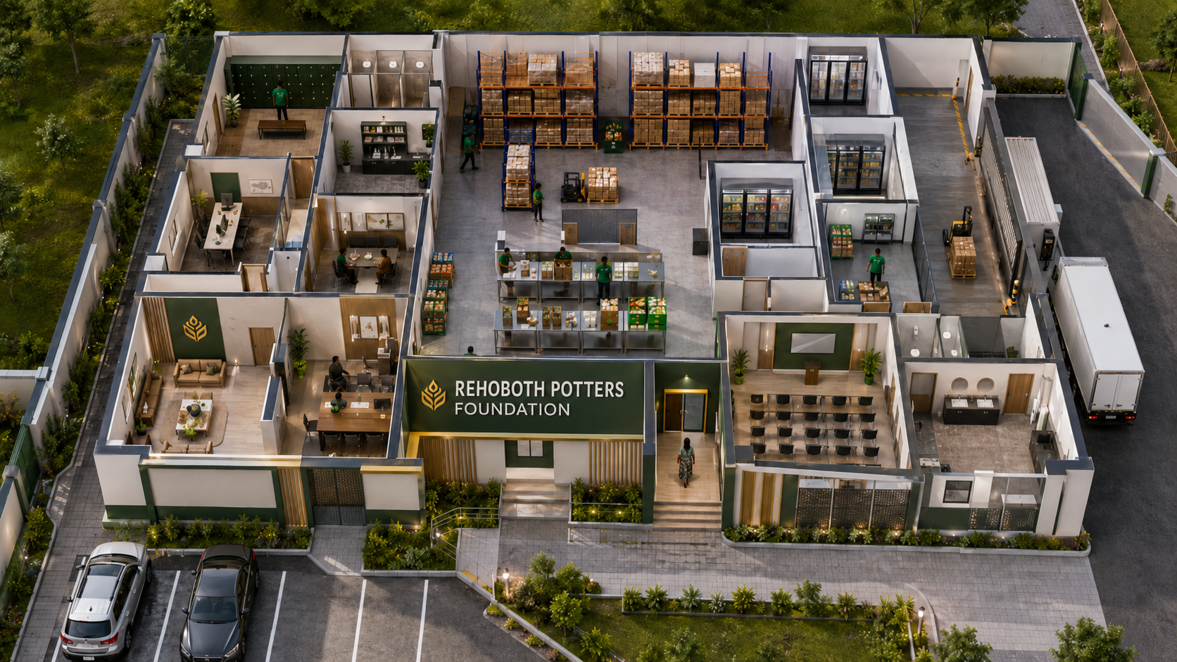 Conceptual planning vision for a future Rehoboth Potters Foundation Food Bank and Community Impact Centre