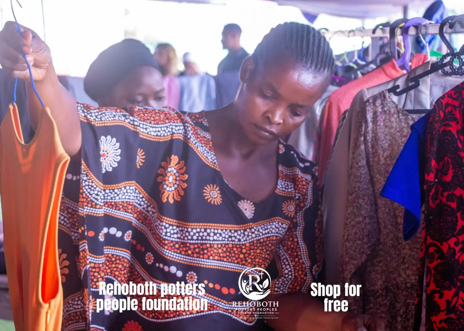 A participant selecting an outfit during the outreach